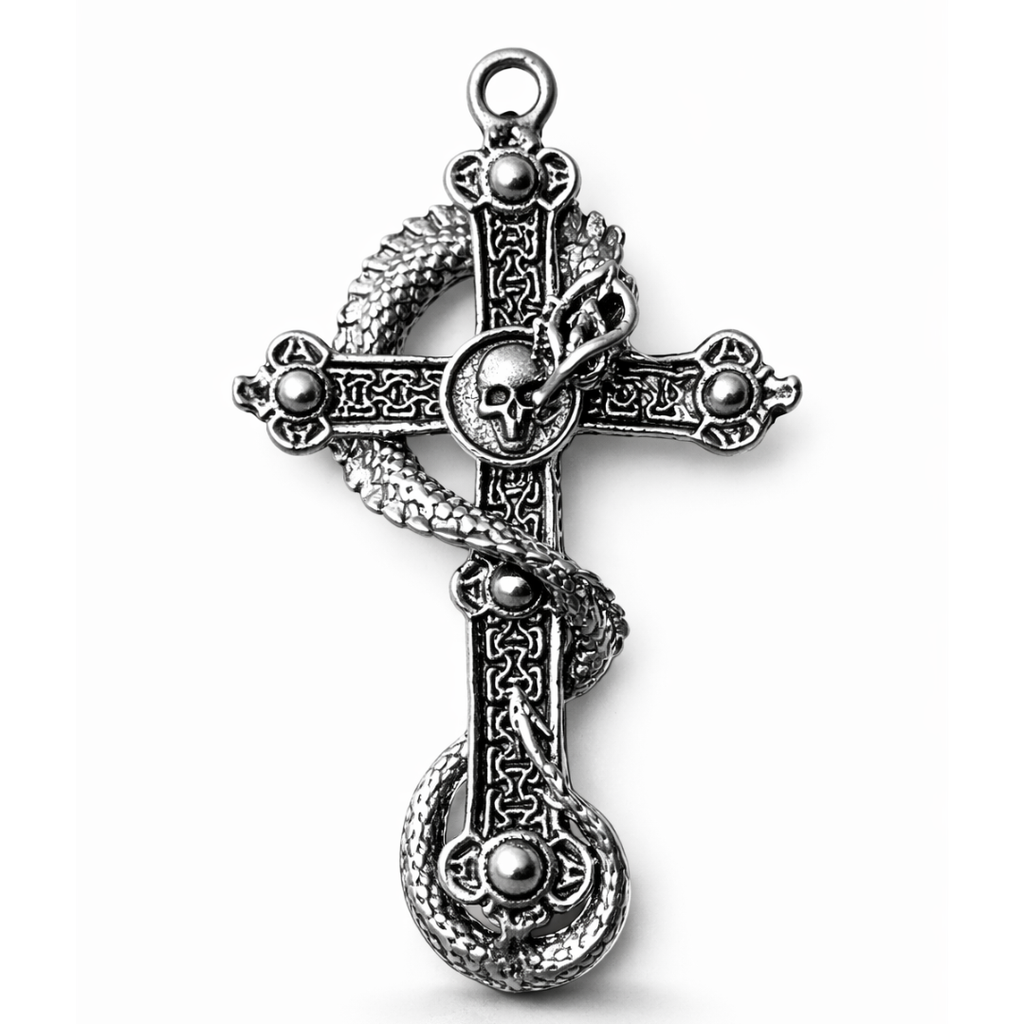 Gothic Snake Cross Pendant