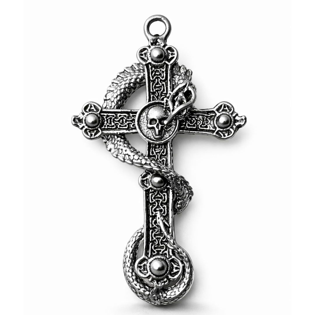 Gothic Snake Cross Pendant