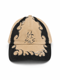 14 SINS Distressed Graphic Wave Embroidery Strapback Cap - Tan/Black