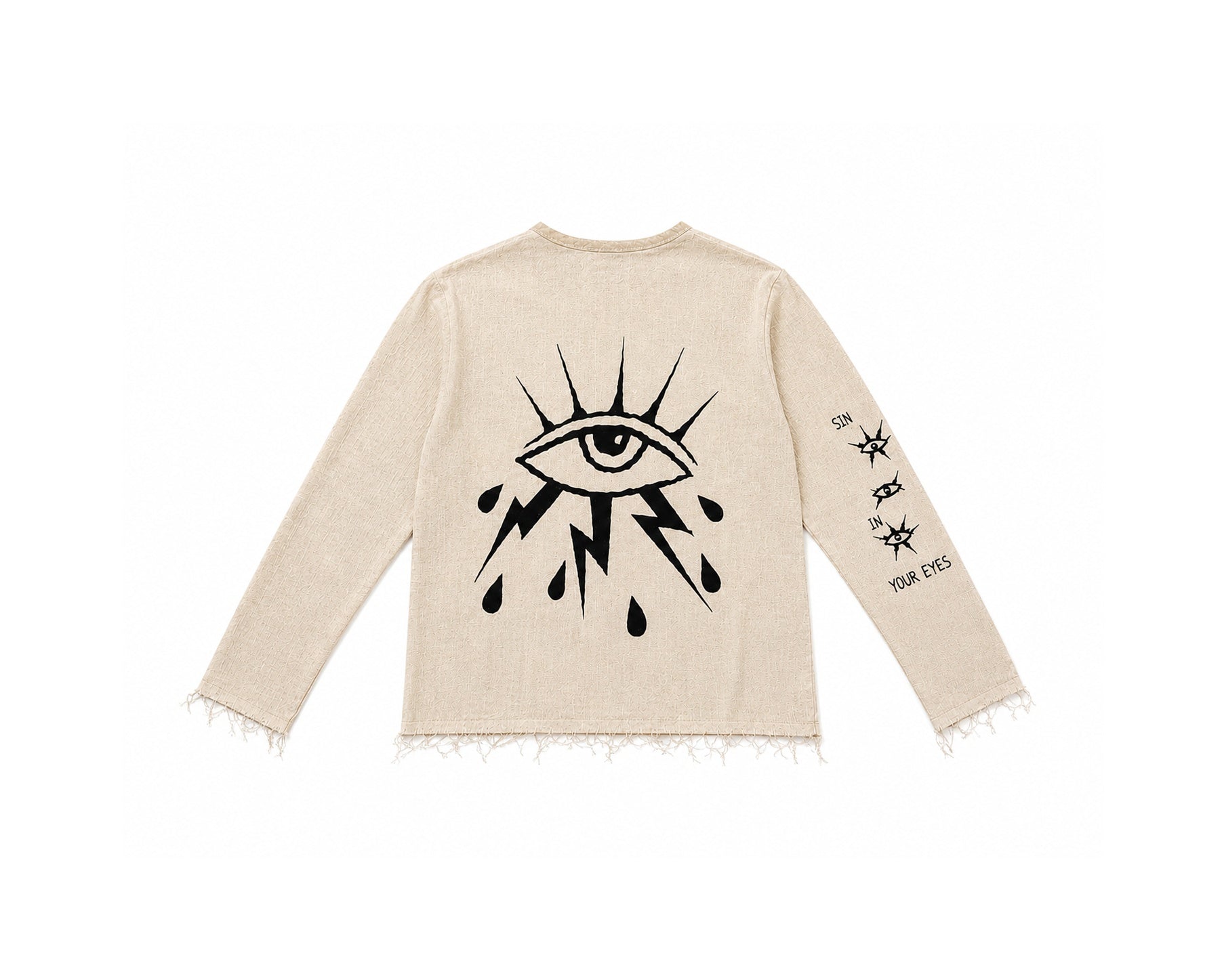14 SINS™ Raw Edge Long Sleeve Tee – Sand