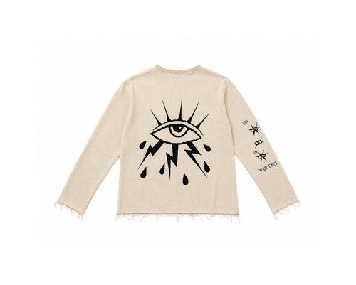 14 SINS™ Raw Edge Long Sleeve Tee – Sand